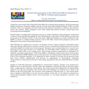 Conservation payments in the 2018 Farm Bill for cover crop and tillage practices in the NRCS working lands programs