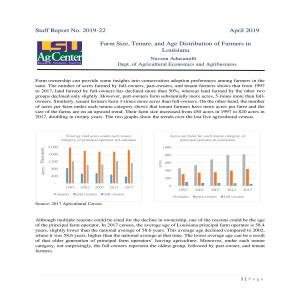 Farm Size, Tenure, and Age Distribution of Farmers in Louisiana