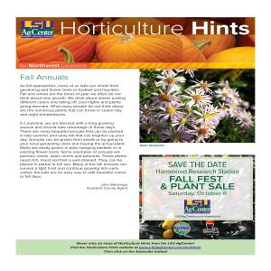 Horticulture Hints for Northwest Louisiana- Fall 2022