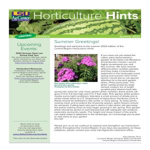 Horticulture Hints for Central Louisiana - Summer 2022
