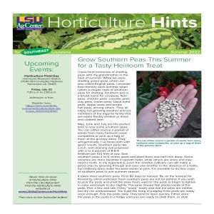 Horticulture Hints for Southeast Louisiana - Summer 2022