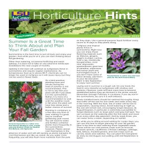 Horticulture Hints for Southwest Louisiana - Summer 2022