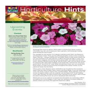 Horticulture Hints for Louisiana - Winter 2022