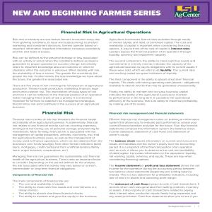 New and Beginning Farmer Series: Financial Risk in Agricultural Operations