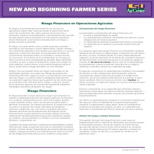 New and Beginning Farmer Series: Riesgo Financiero en Operaciones Agrícolas