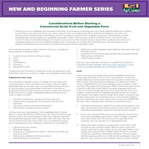 New and Beginning Farmer Series: Considerations Before Starting a Commercial Scale Fruit and Vegetable Farm
